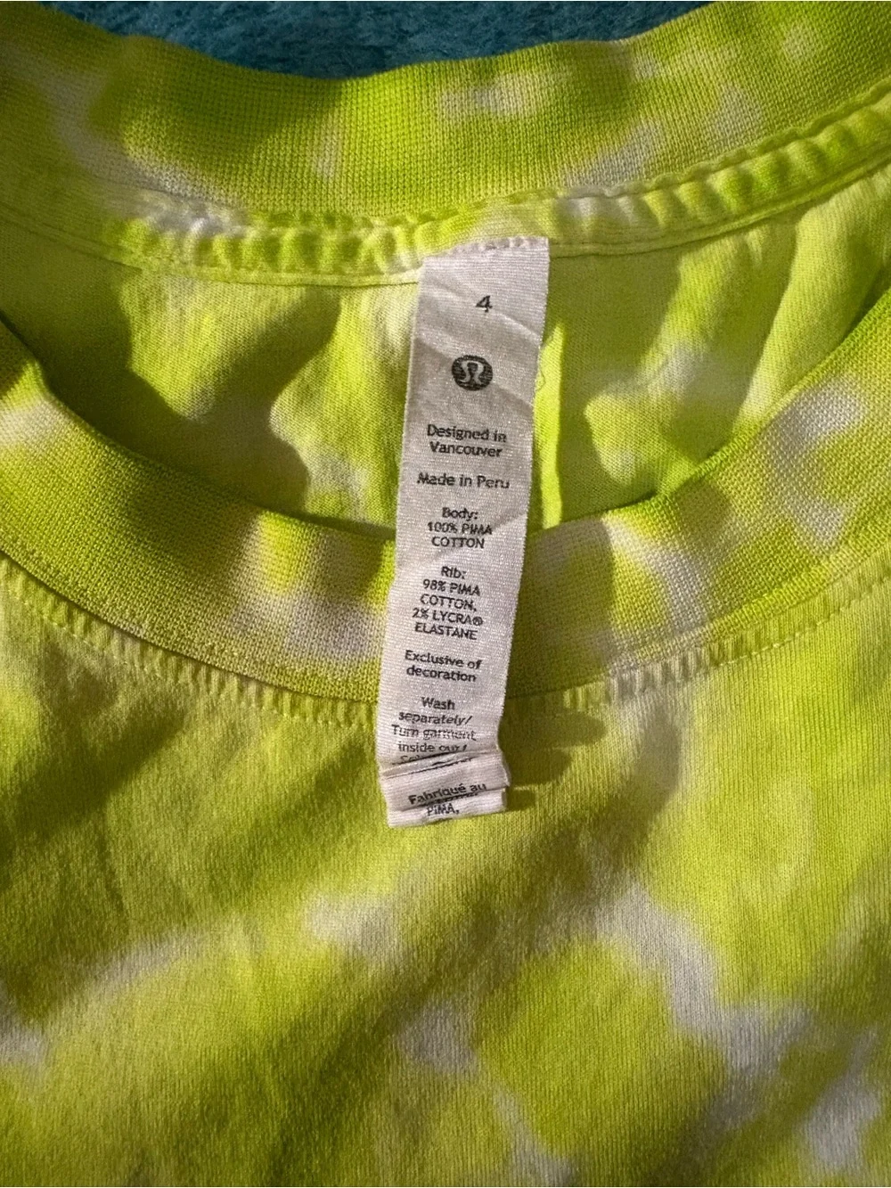 lululemon athletica Yellow Tie-Dye Cropped Tank